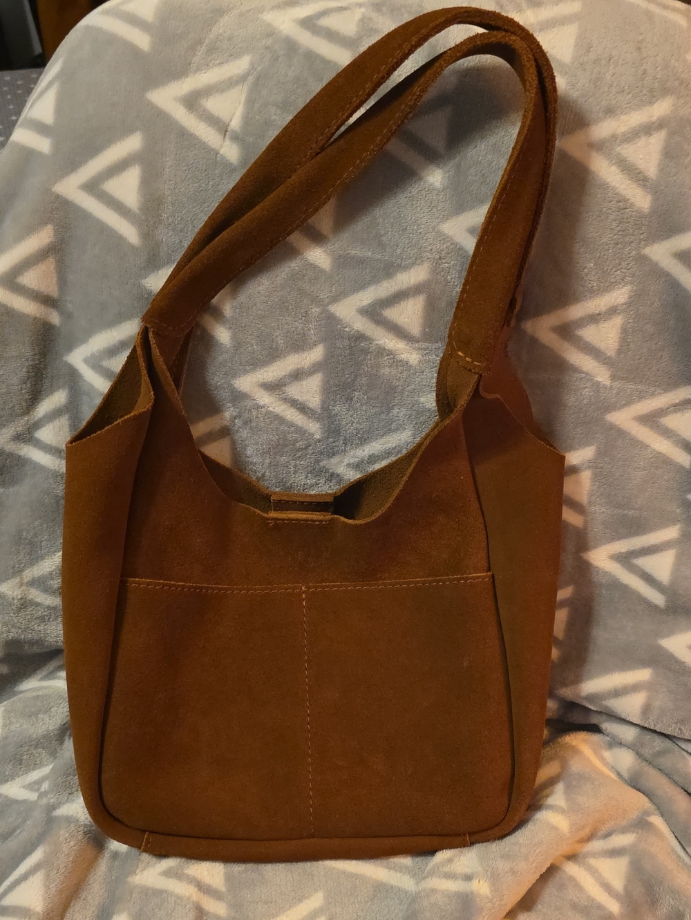 Portland Leather Brown Suede Shoulder Bag